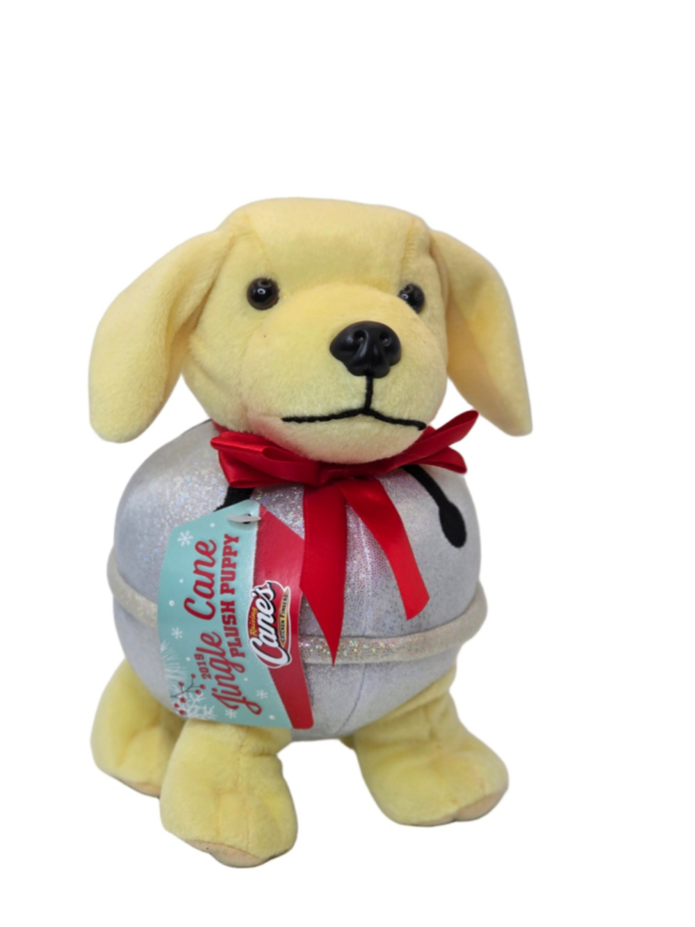 Raising Cane's 2019 Jingle Cane Plush Puppy Stuffed Animal One Size Yellow Silve